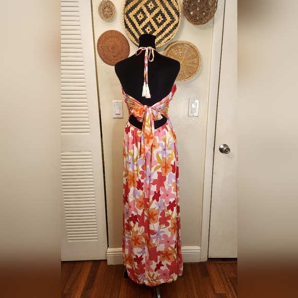 Multi Colored Floral Maxi Dress With Side Split - Picture 8 of 10